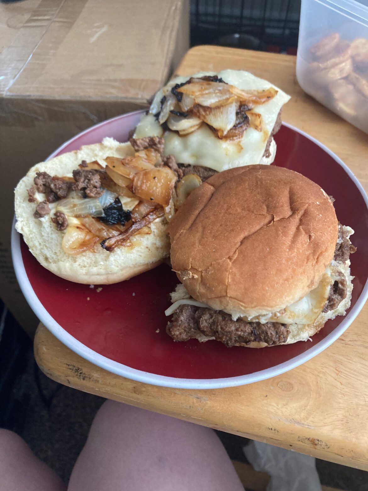 Caramelized onion Swiss burger