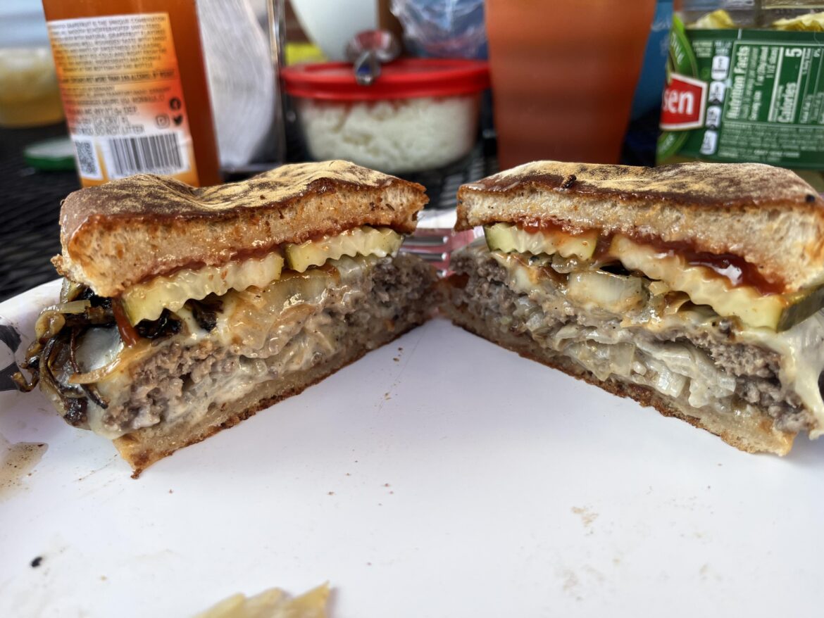 Made my dad Oklahoma onion burgers for Father’s Day.