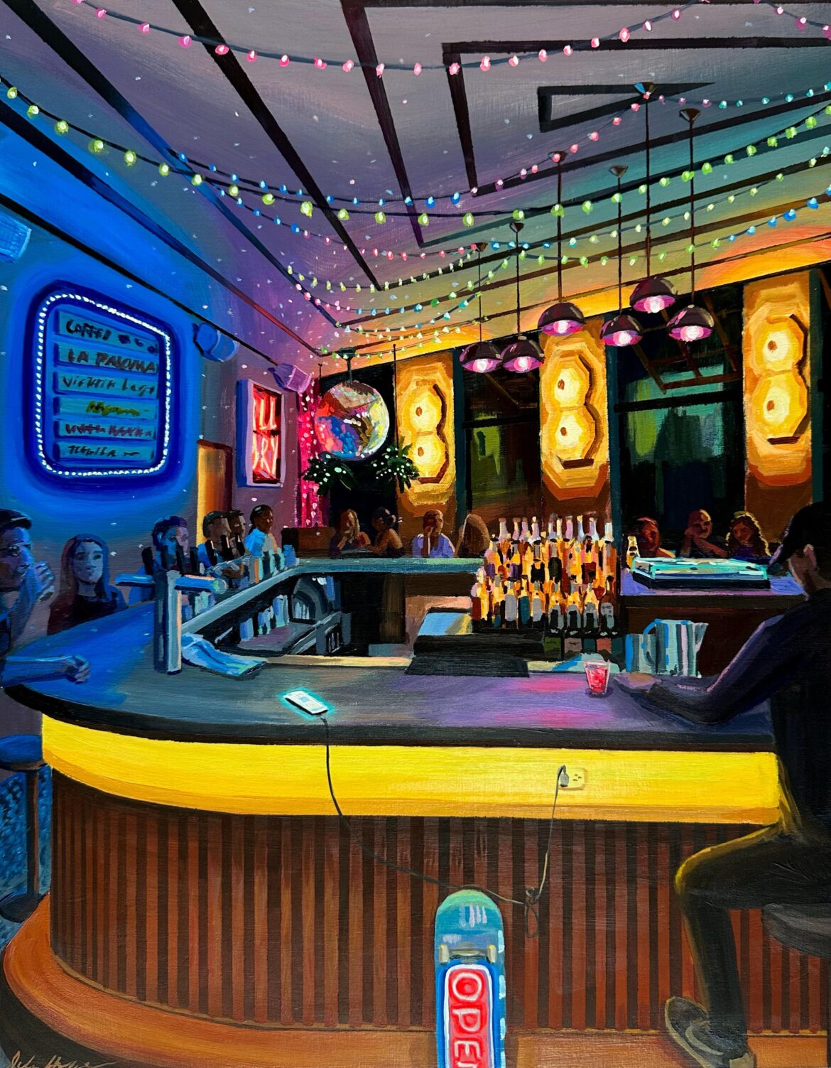 What’s your favorite drink at Estereo? Featuring my painting of Estereo, Logan Square.