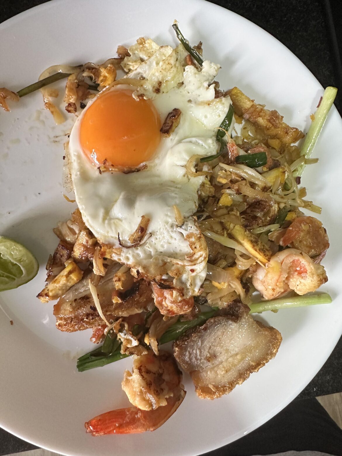Leftover pad thai, had to throw an egg on it