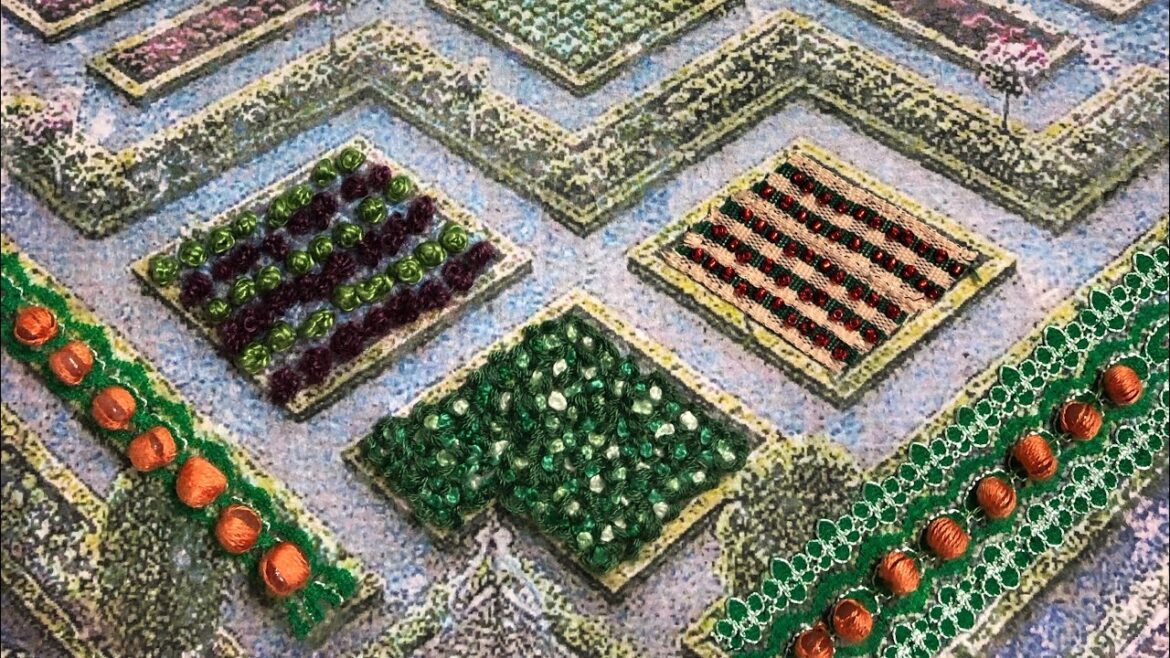 Part 2 Slow Stitching Vegetable Garden #roxysjournalofstitchery Down the Garden Path, potager