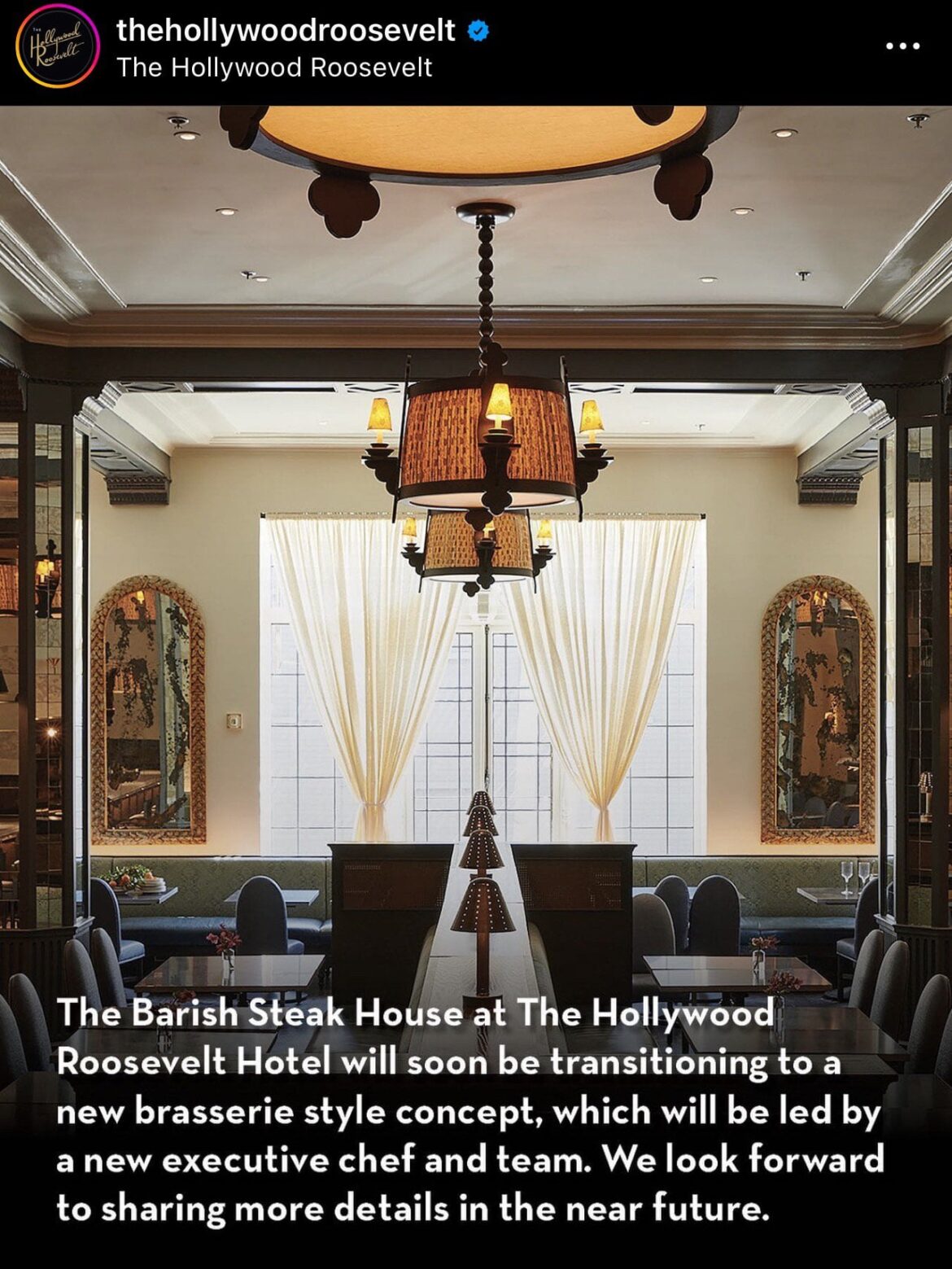The Barish steakhouse is closing/transitioning to a brasserie