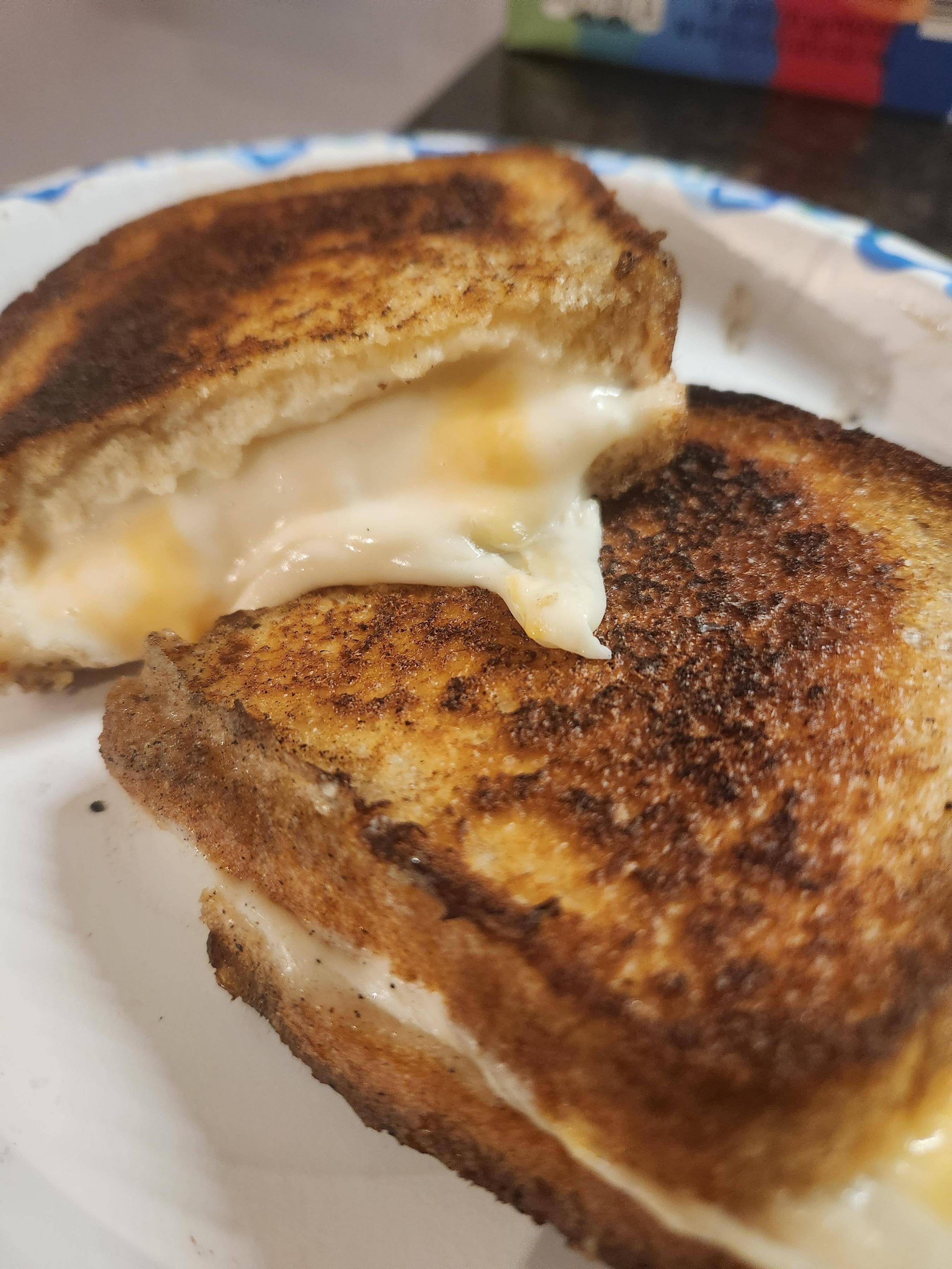 Pregnant cravings. American and gouda on sourdough. Dining and Cooking