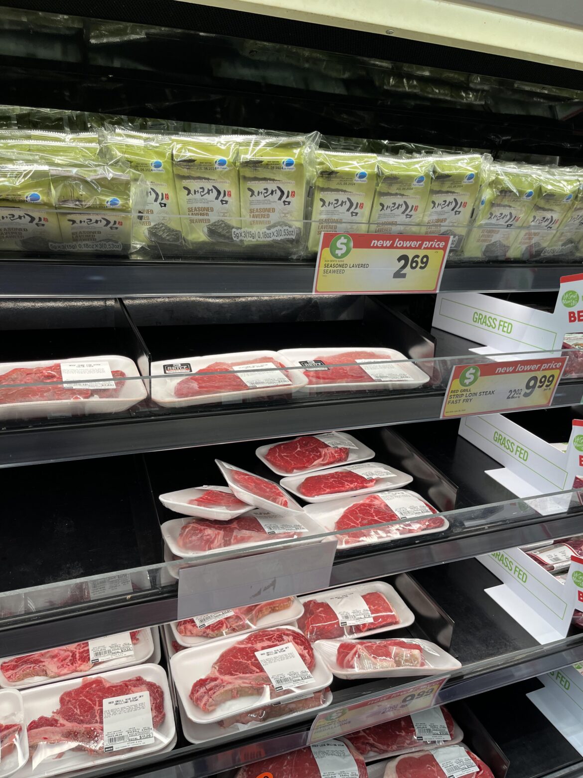 Had to chuckle at the seasoned seaweeds being sold in the meat cooler