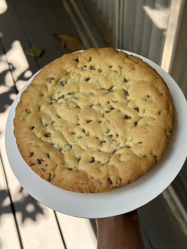 Should I decorate this Chocolate Chip Walnut cookie cake, or leave it just as is? I’m so undecided lol