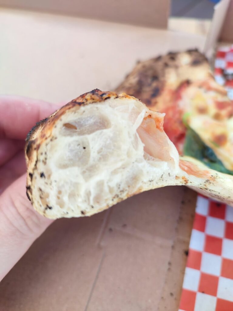 Had this pizza in Haarlem, Netherlands. Nice soft open crumb, just a tad too charred at some spots. But overall good.