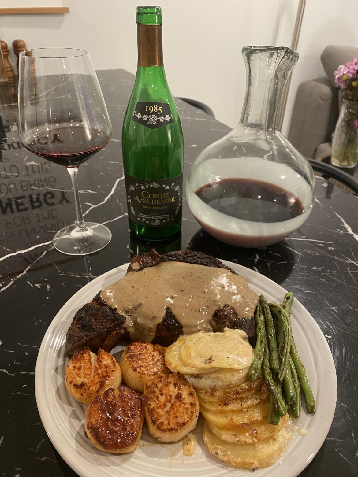 A decadent birthday dinner at home