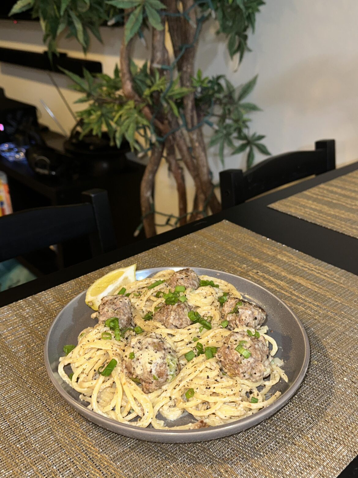Creamy Tuscan Spaghetti & Meatballs