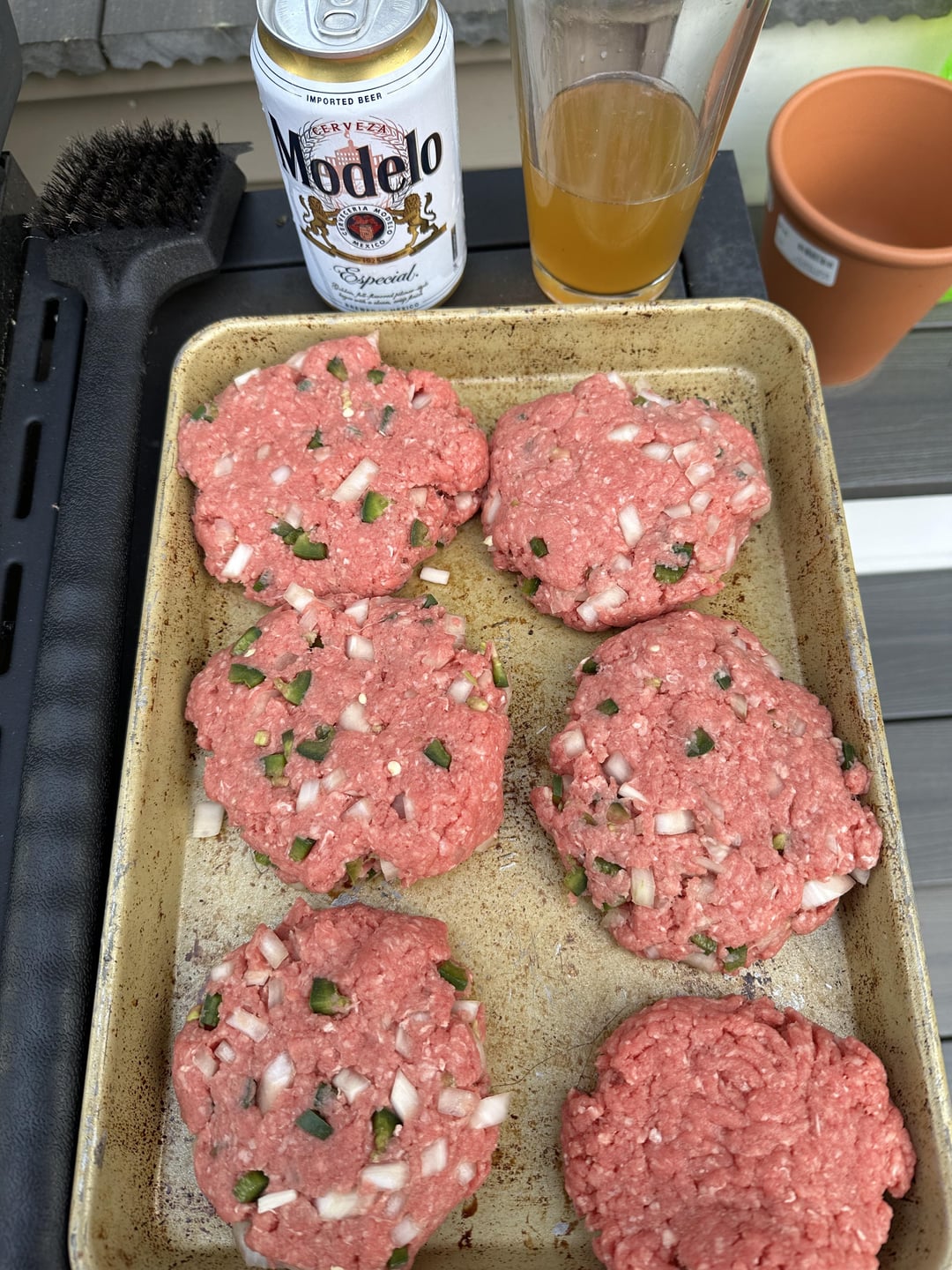 “Cowboy Burgers” basically add onion & jalapeños to ground beef