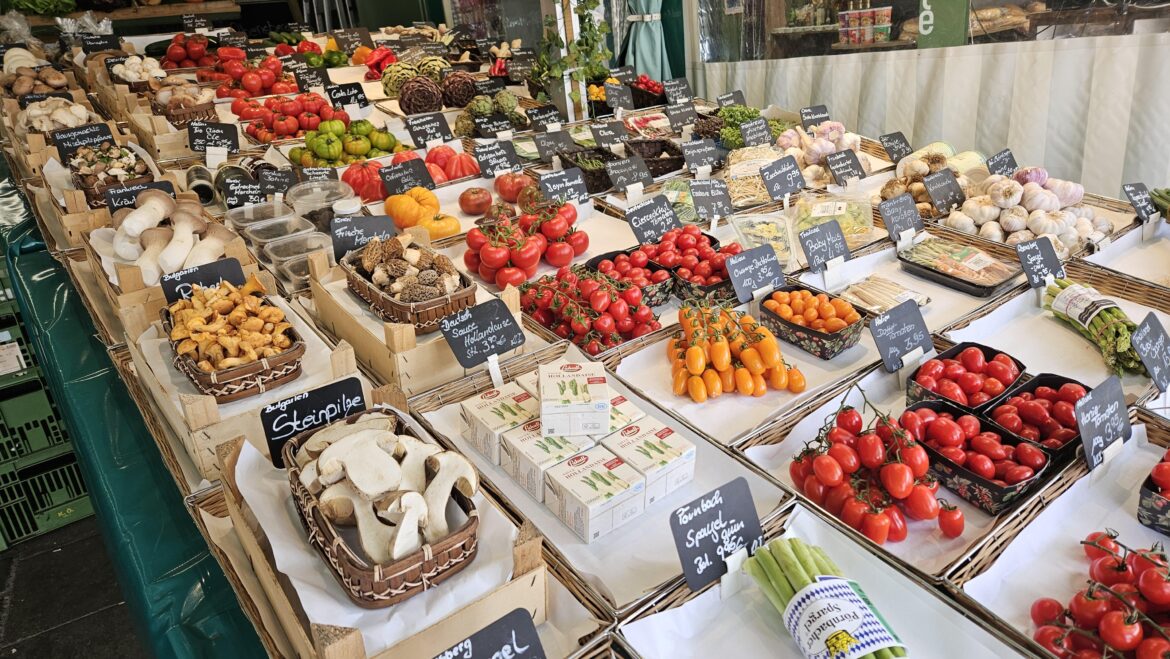 An open air farmer's market in Munich, Germany