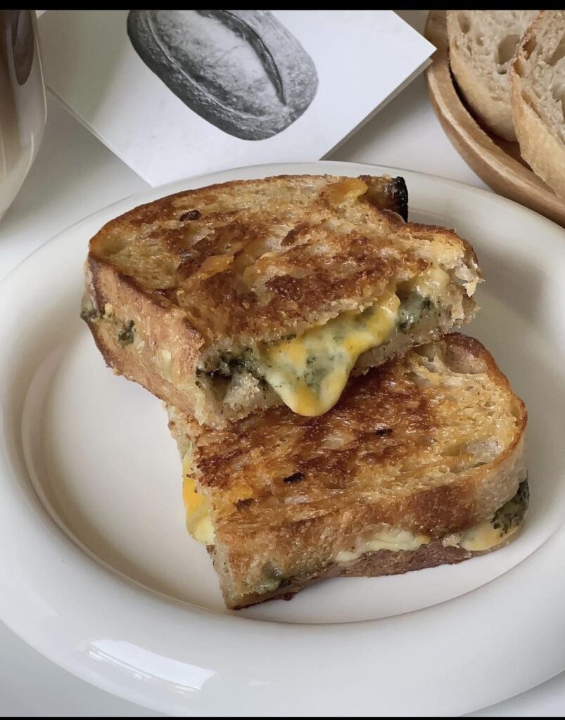 A perfect grilled cheese with sour dough bread