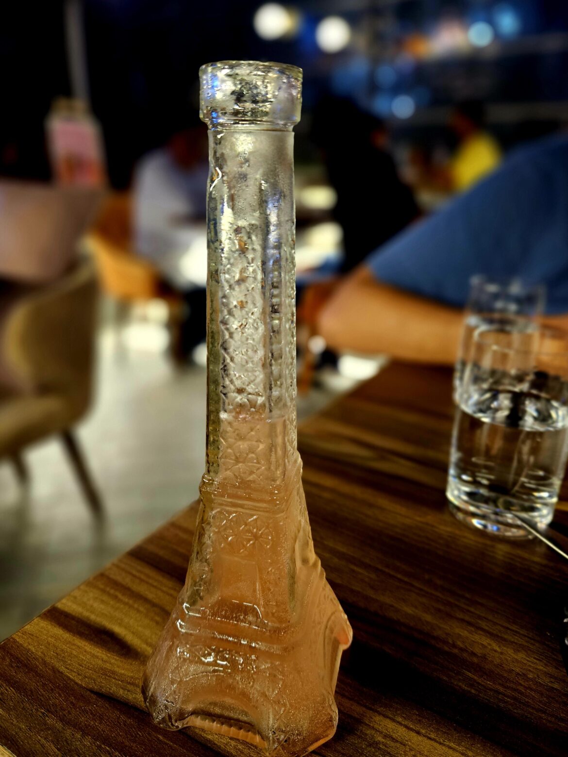 My drink came in a glass Eiffel Tower
