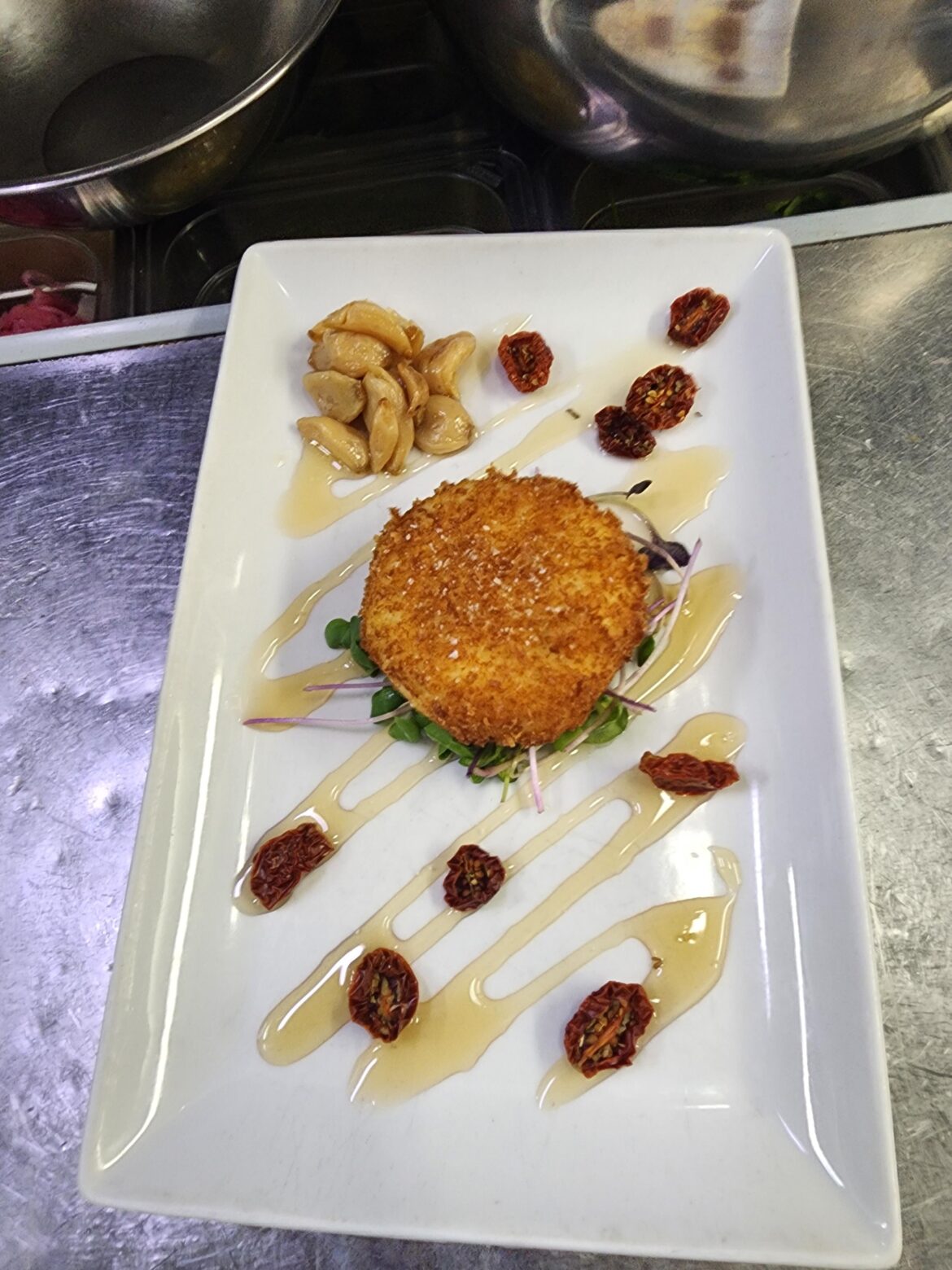 Fried goat cheese app.