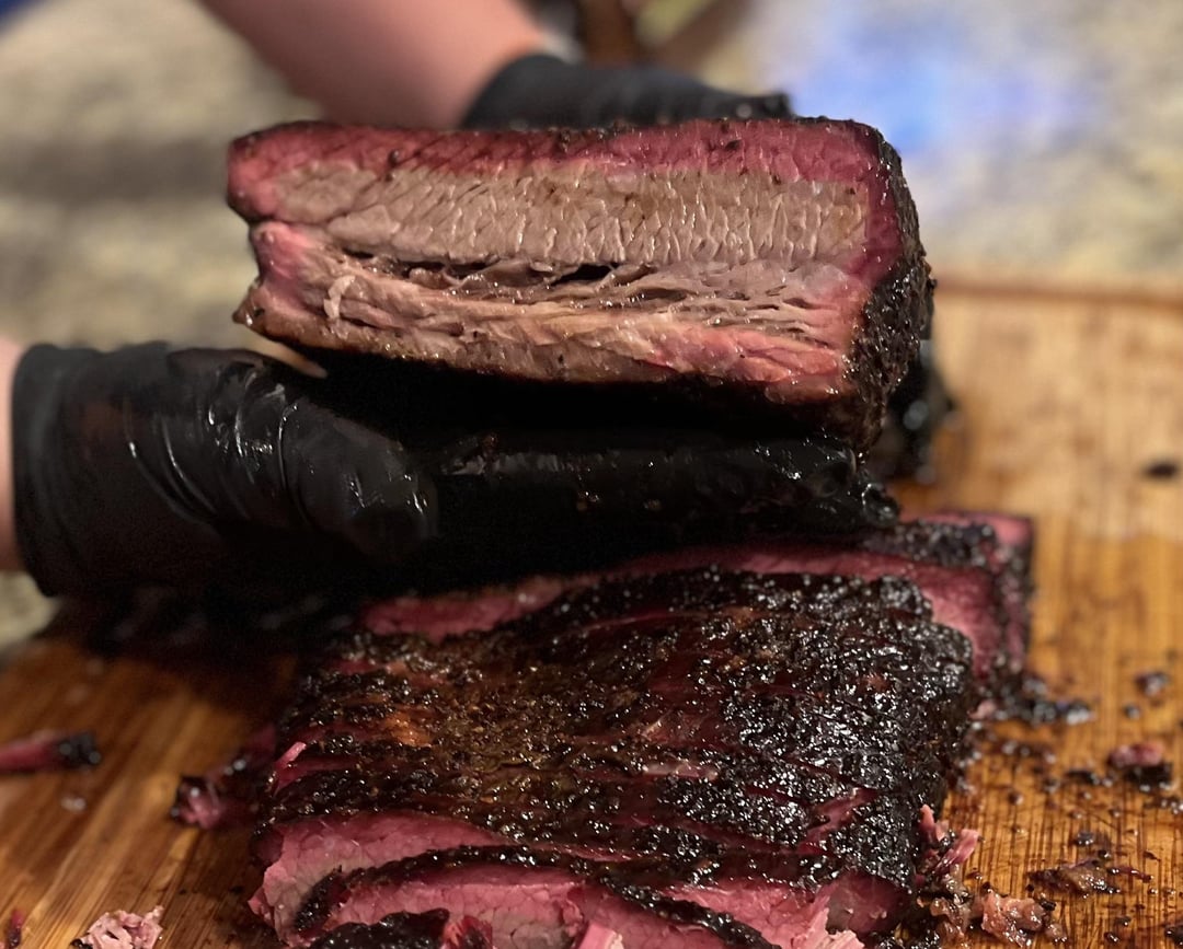 Choice brisket on the wsm Dining and Cooking