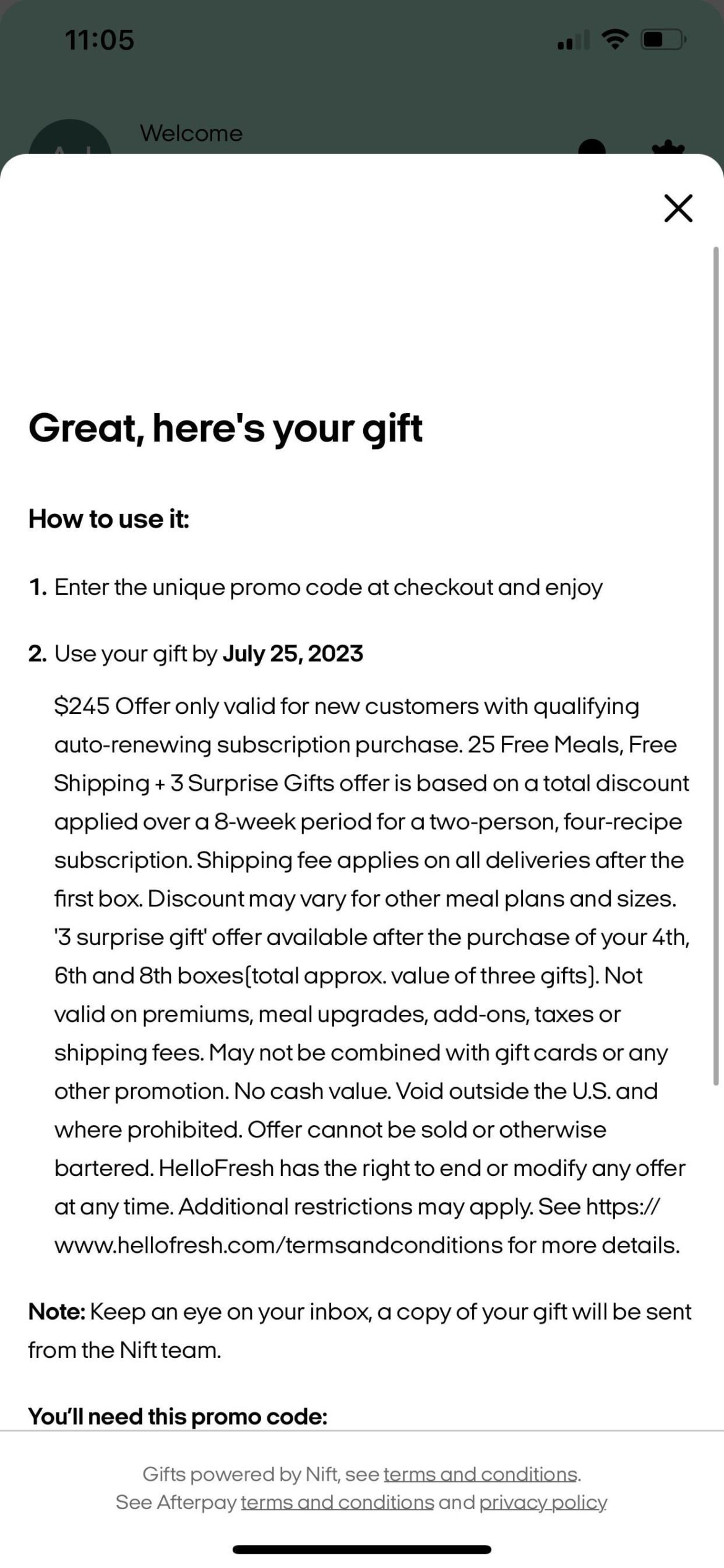 How does this work? Using a free gift cert through Afterpay