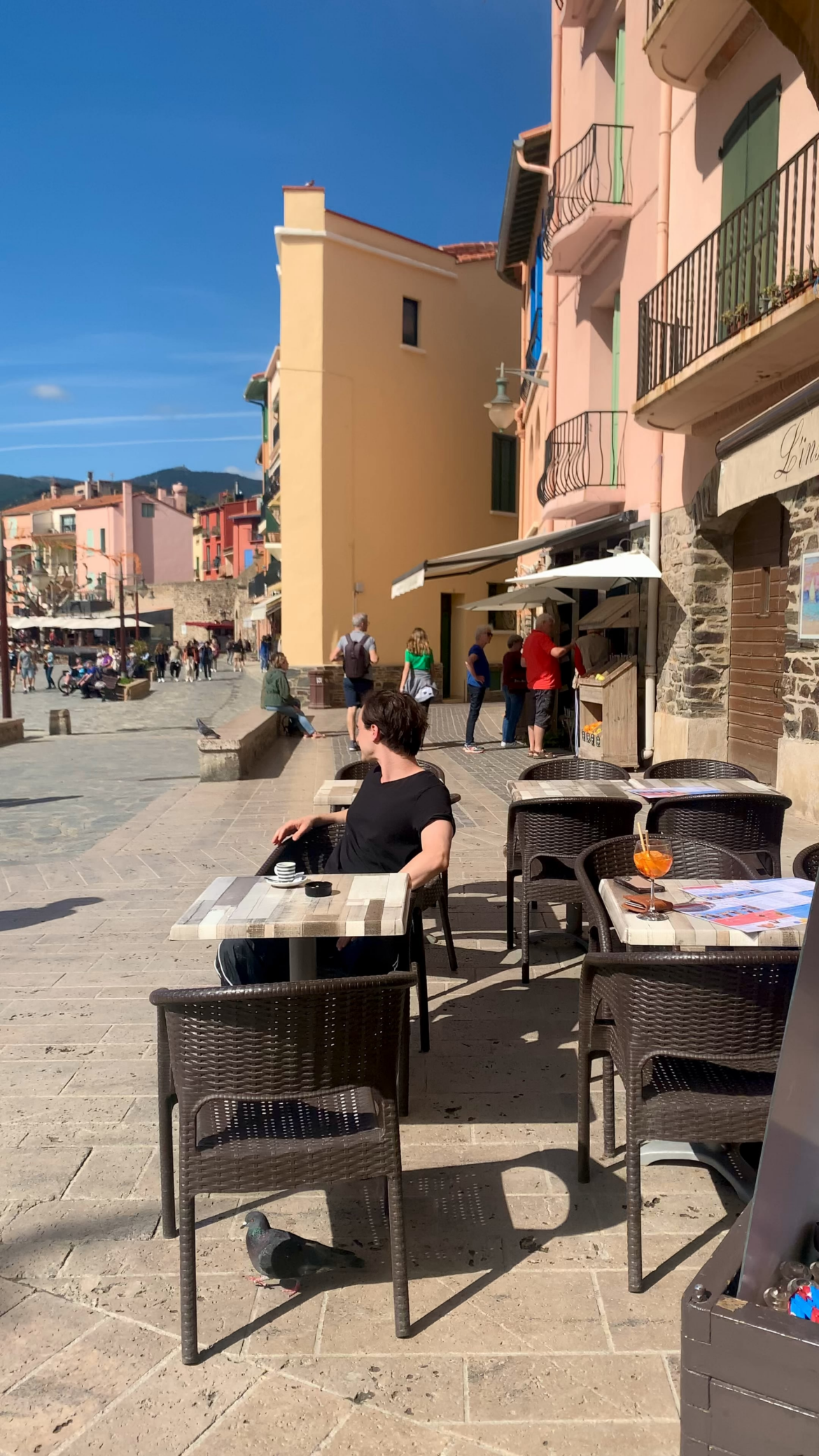 Morning espresso in a good looking town somewhere in France 🇫🇷( not great coffee though) enjoy coffee!