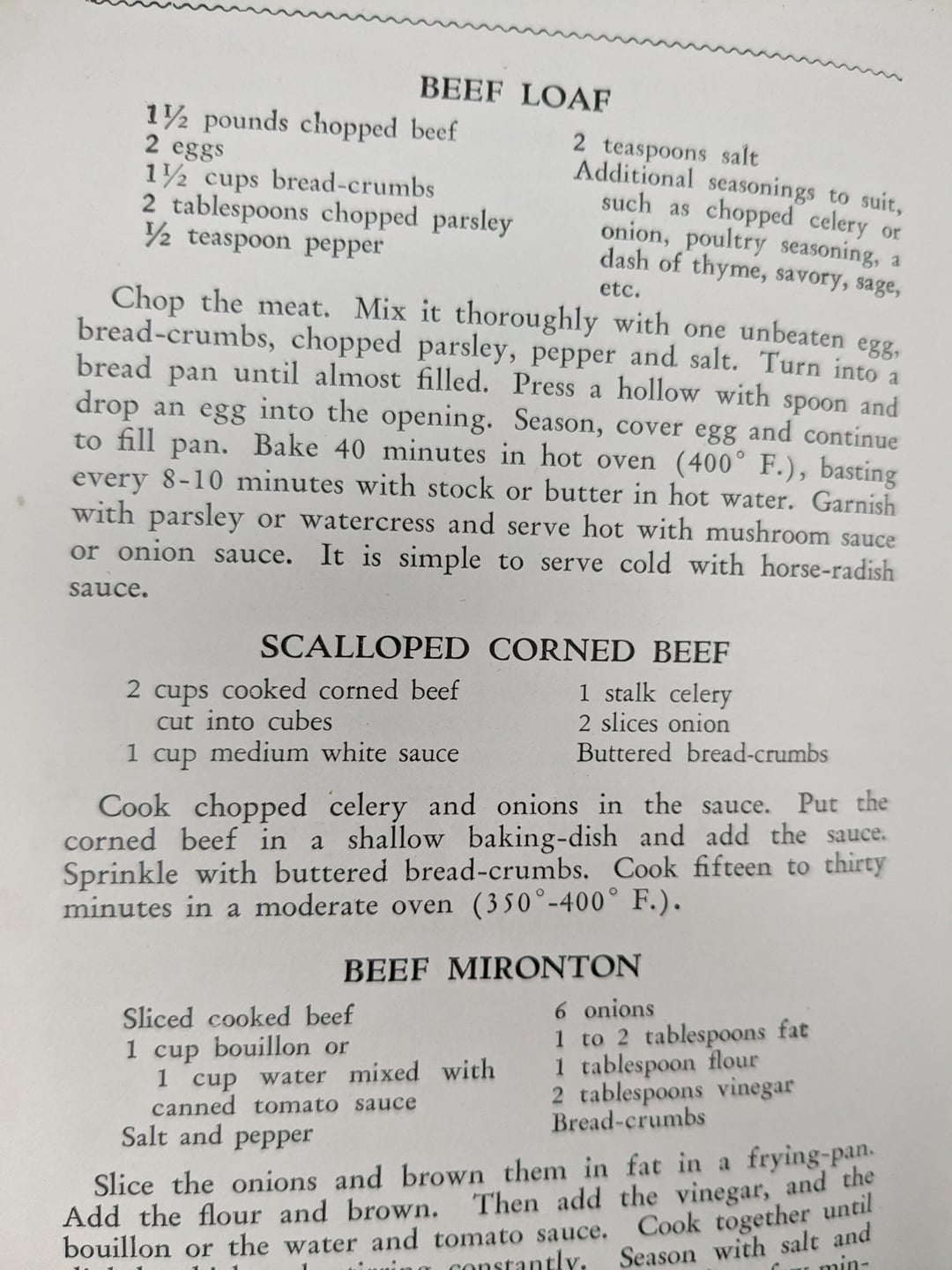 Recipe test Beef loaf and Sauce Robert from 1938 The American Woman's