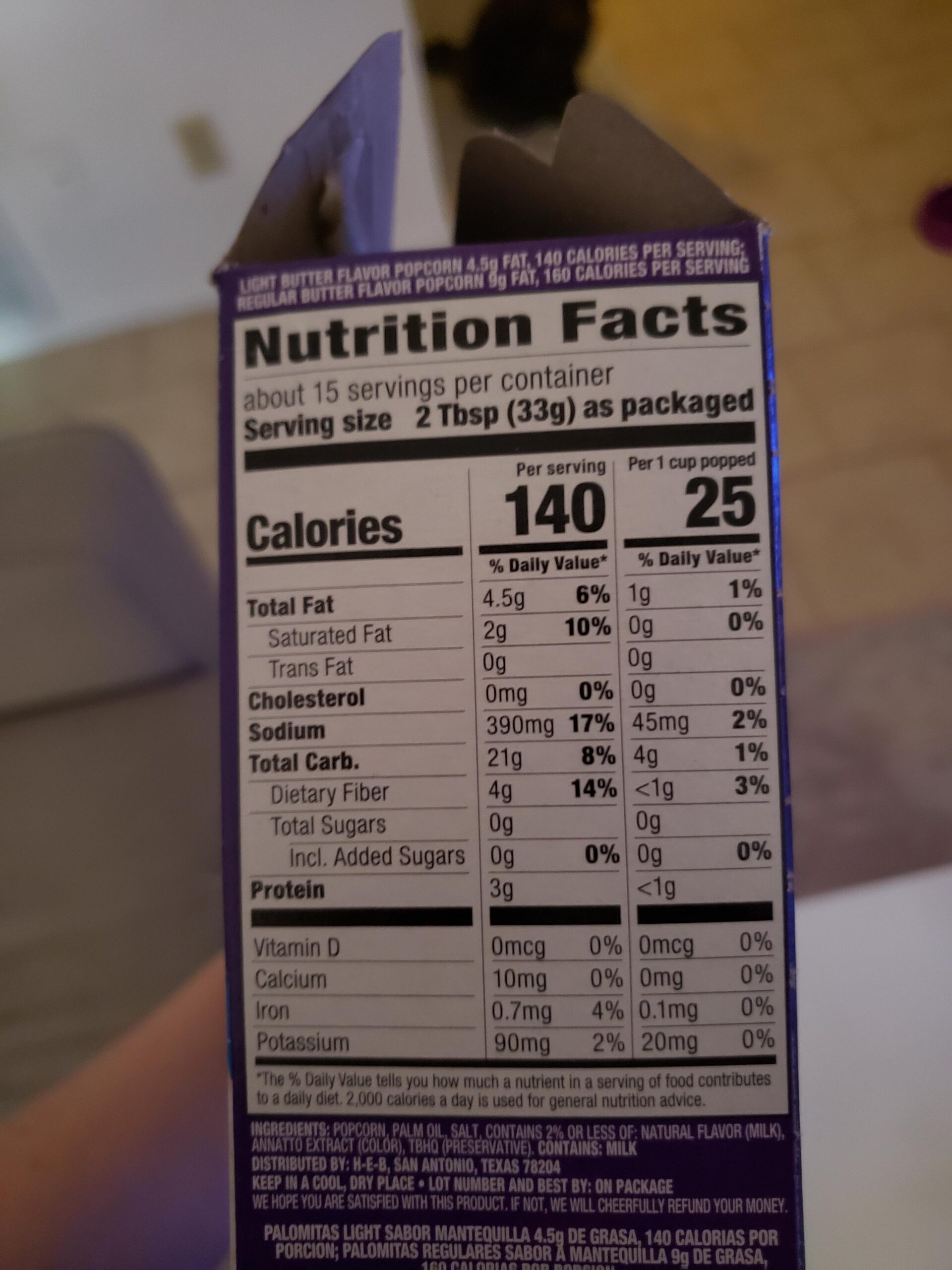 How many calories are in a bag of this popcorn if there are 6 bags in the box? Dining and Cooking