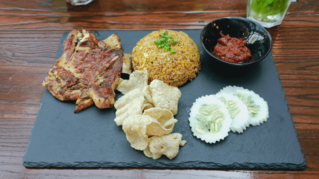 Fried rice on a slate