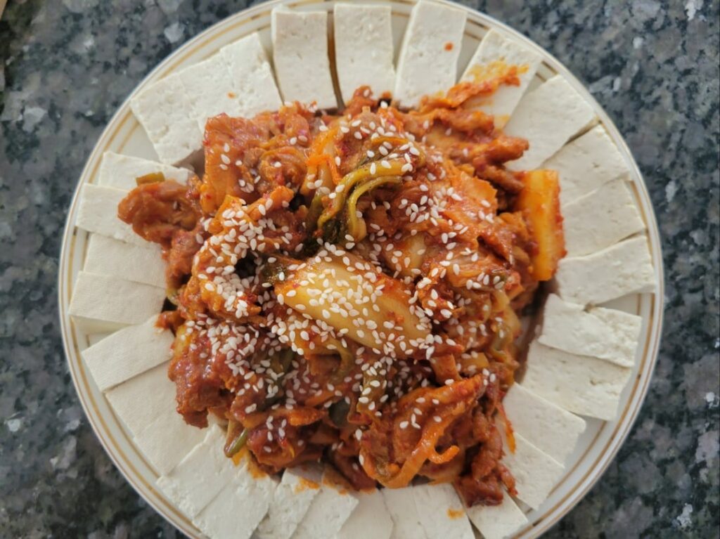 Looks like a few of us are eating Tofu Kimchi (두부김치) tonight.