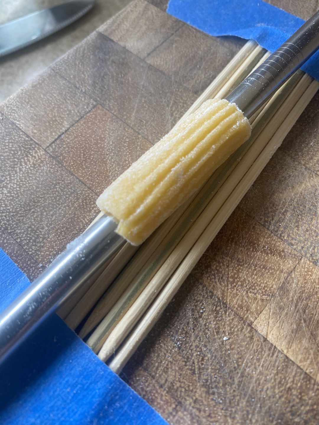 First time making pasta. Hand made rigatoni, no pasta machine. Dining