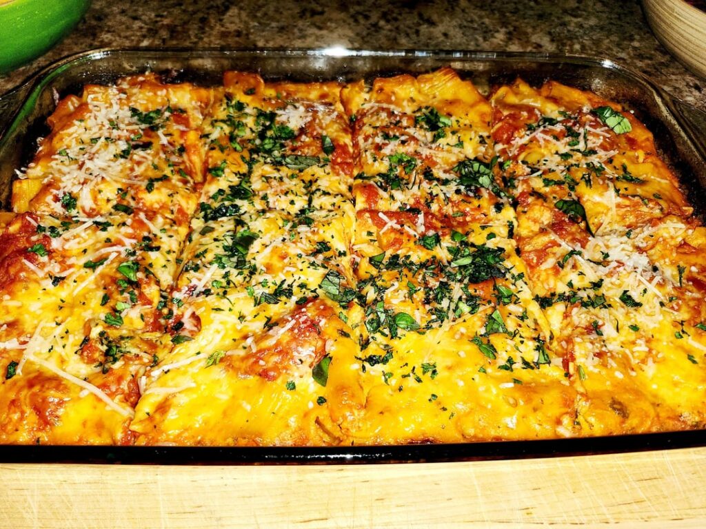 Made Kenji's Baked Ziti with Rigatoni noodles. Turned out fantastic!