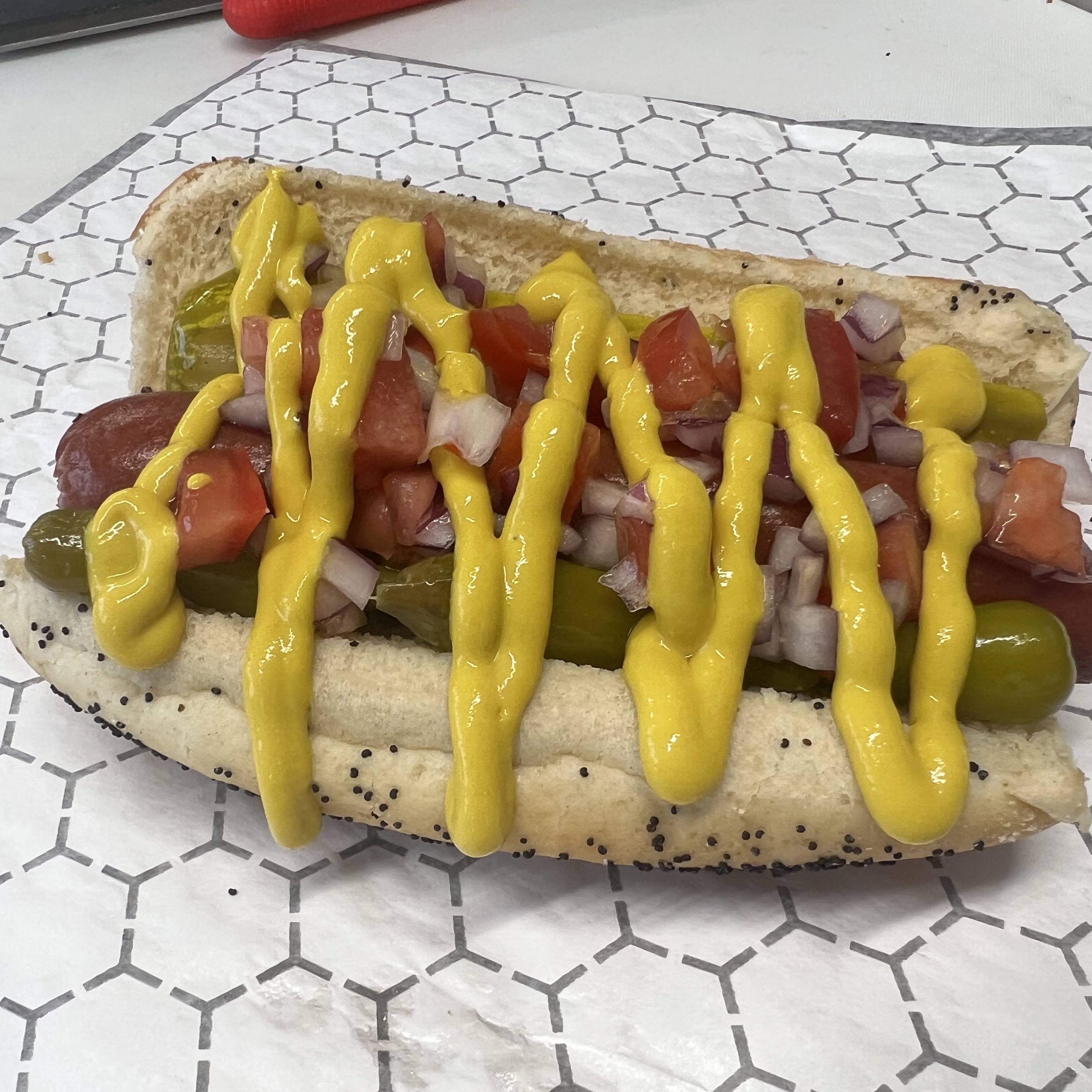 A Hot Dog is a Sandwich Chicago style dog featuring an all beef Vienna