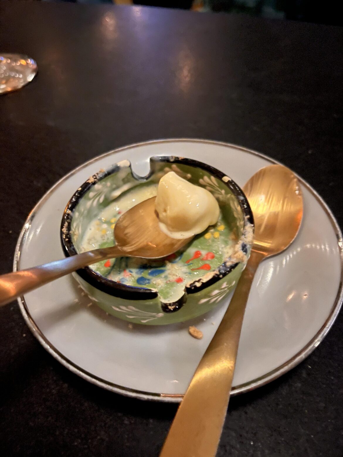 Ice cream in an ash tray
