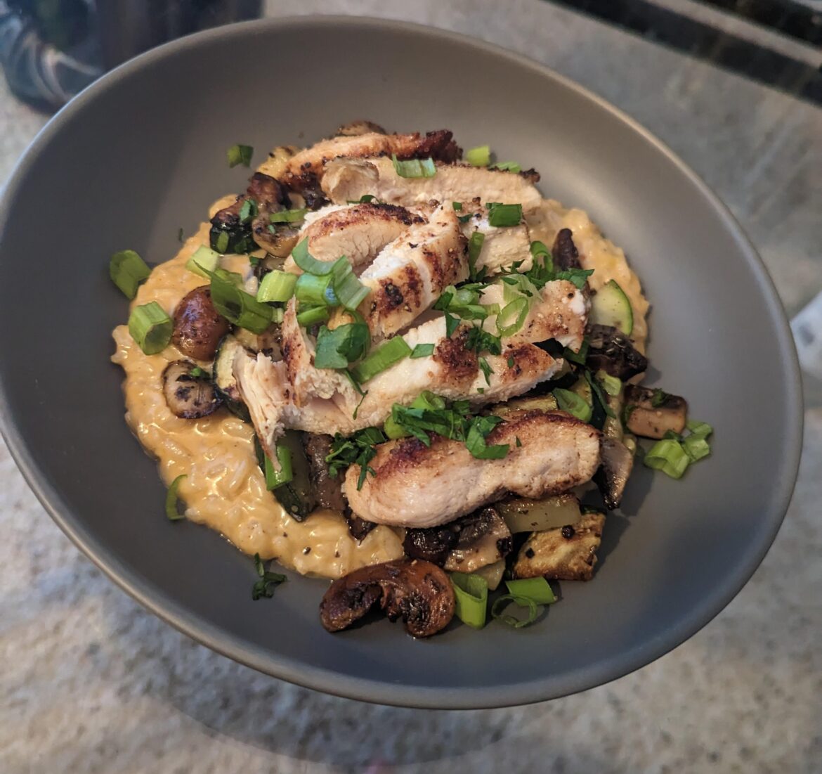 Tuscan organic chicken & mushroom risotto