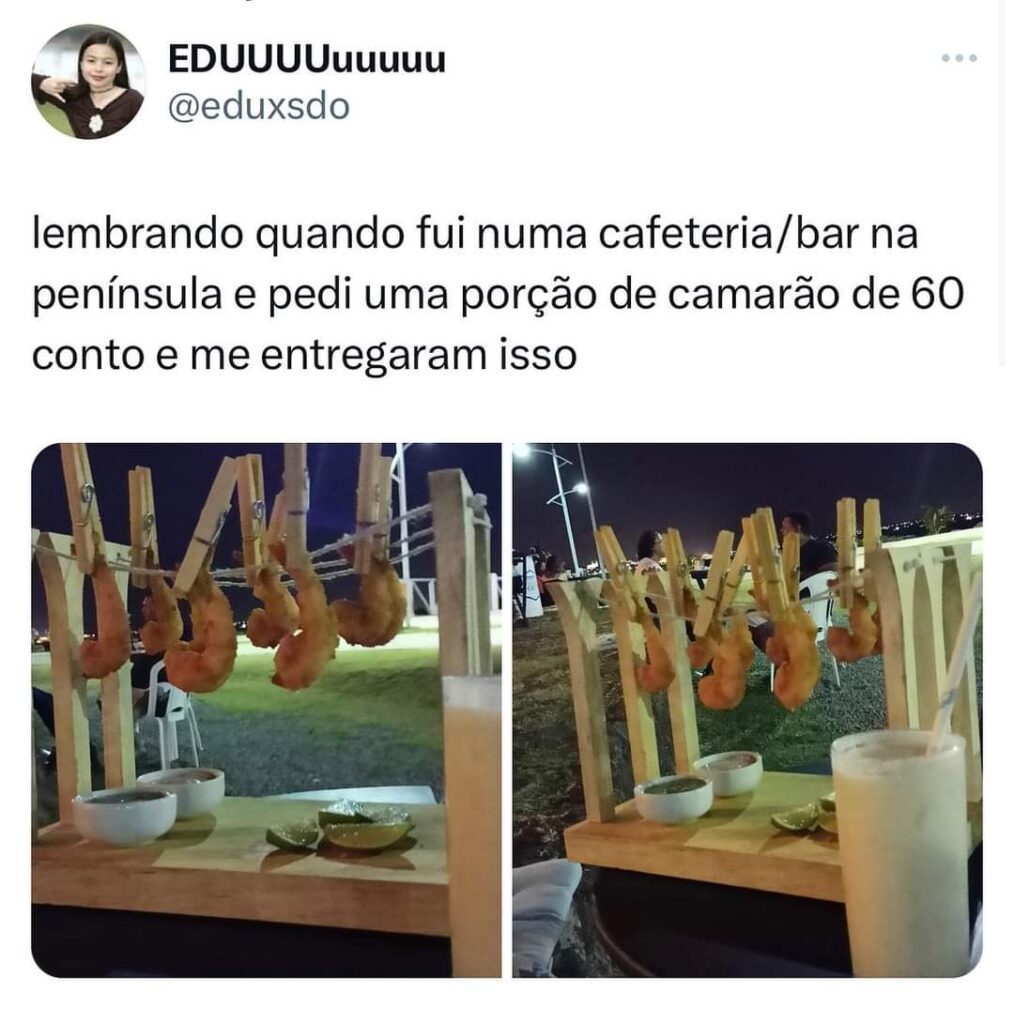 Srhimp served like hanged clothes