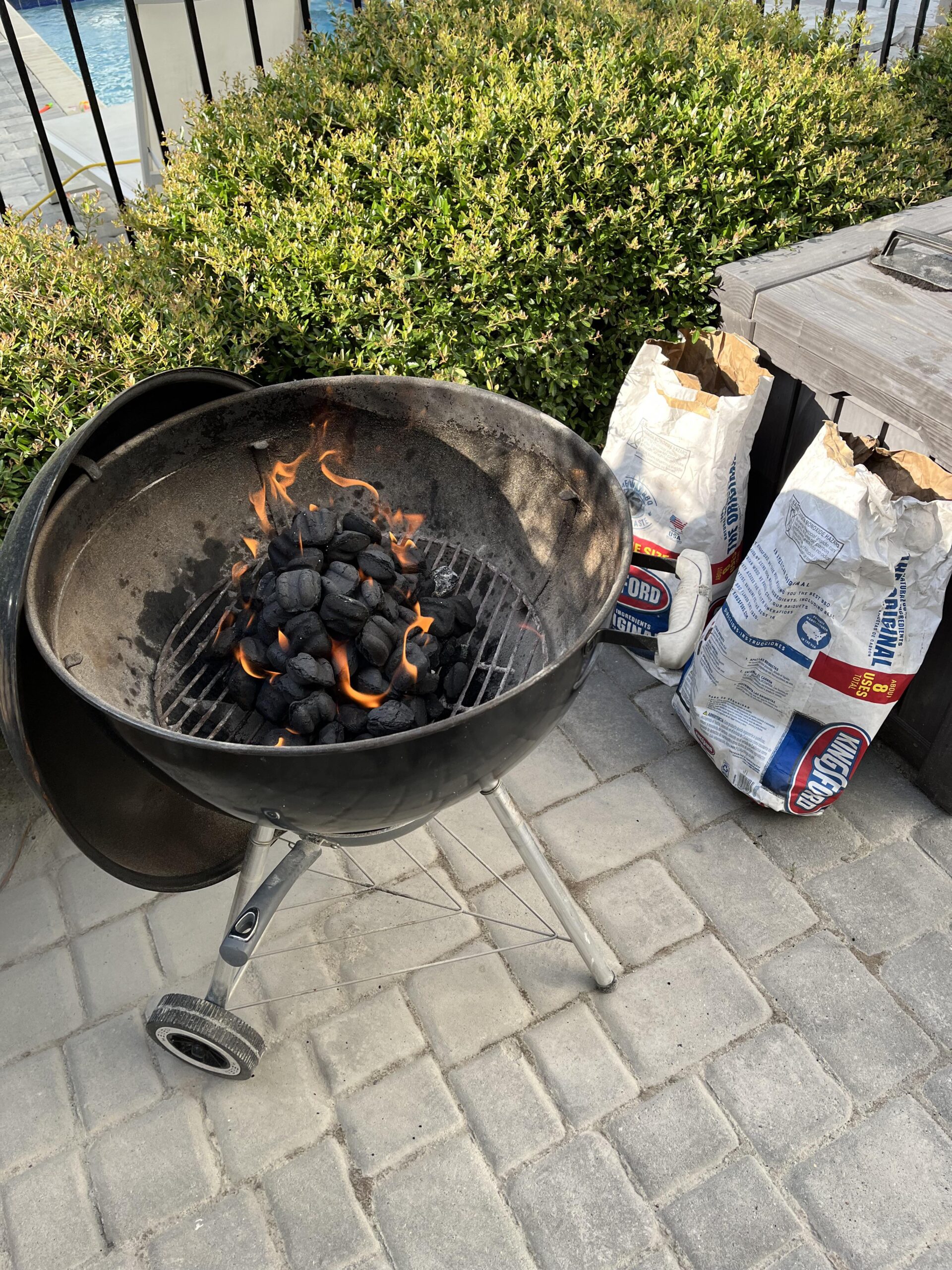 On vacation this week. 8 grills/smokers at home, all the tools. One simple er kettle here