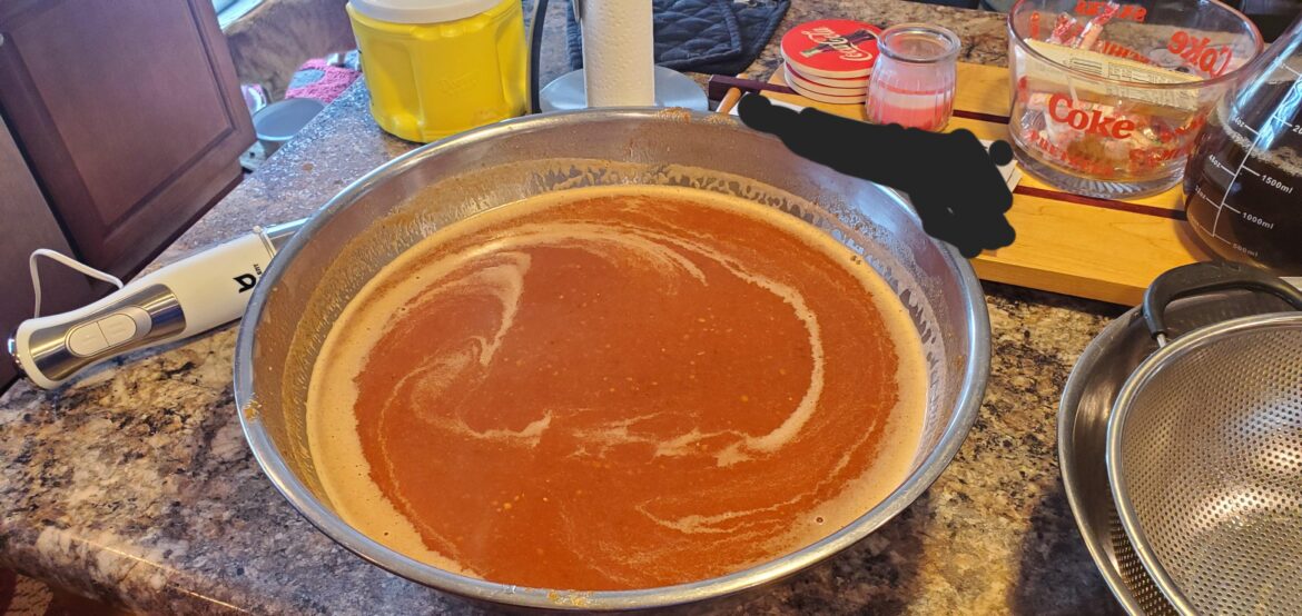 This year's batch of Trinidad scorpion pepper hot sauce