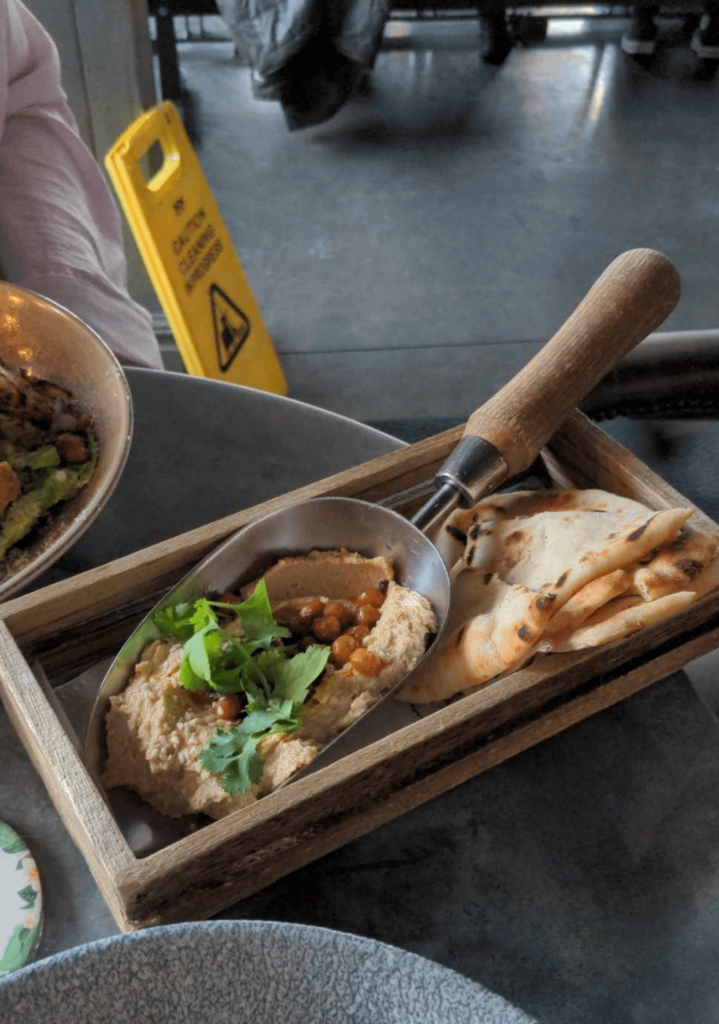 Just been served some lovely houmous in a trowel