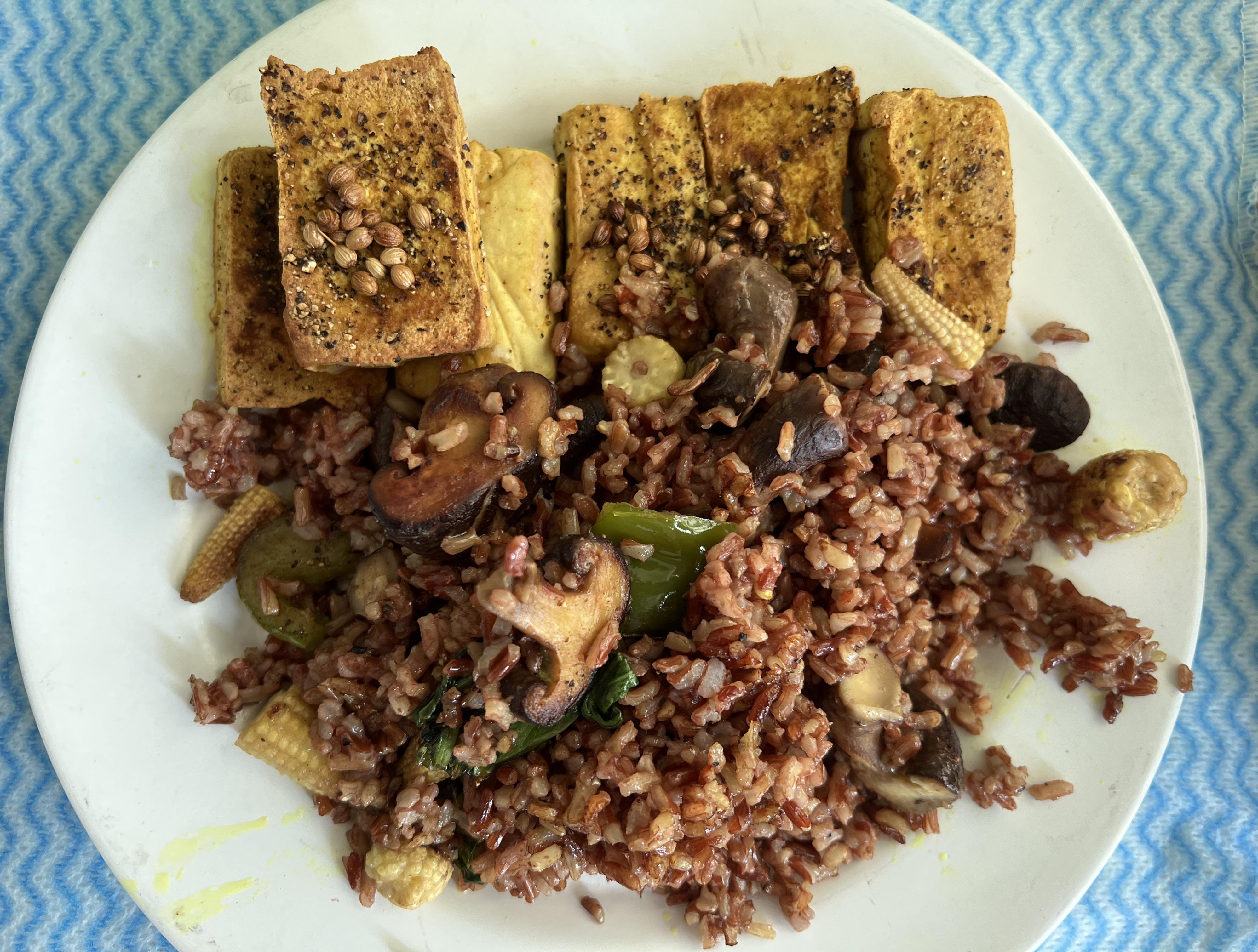 Tofu with Veggie Fried Rice Dining and Cooking