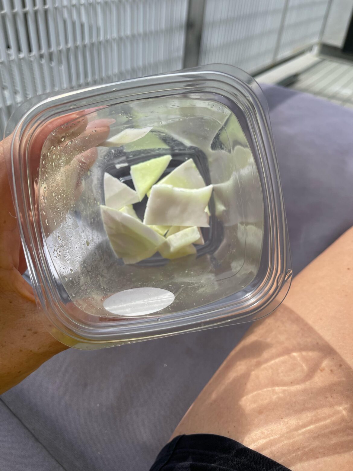 Why do my coconut pieces turn like green after a few days in the fridge?