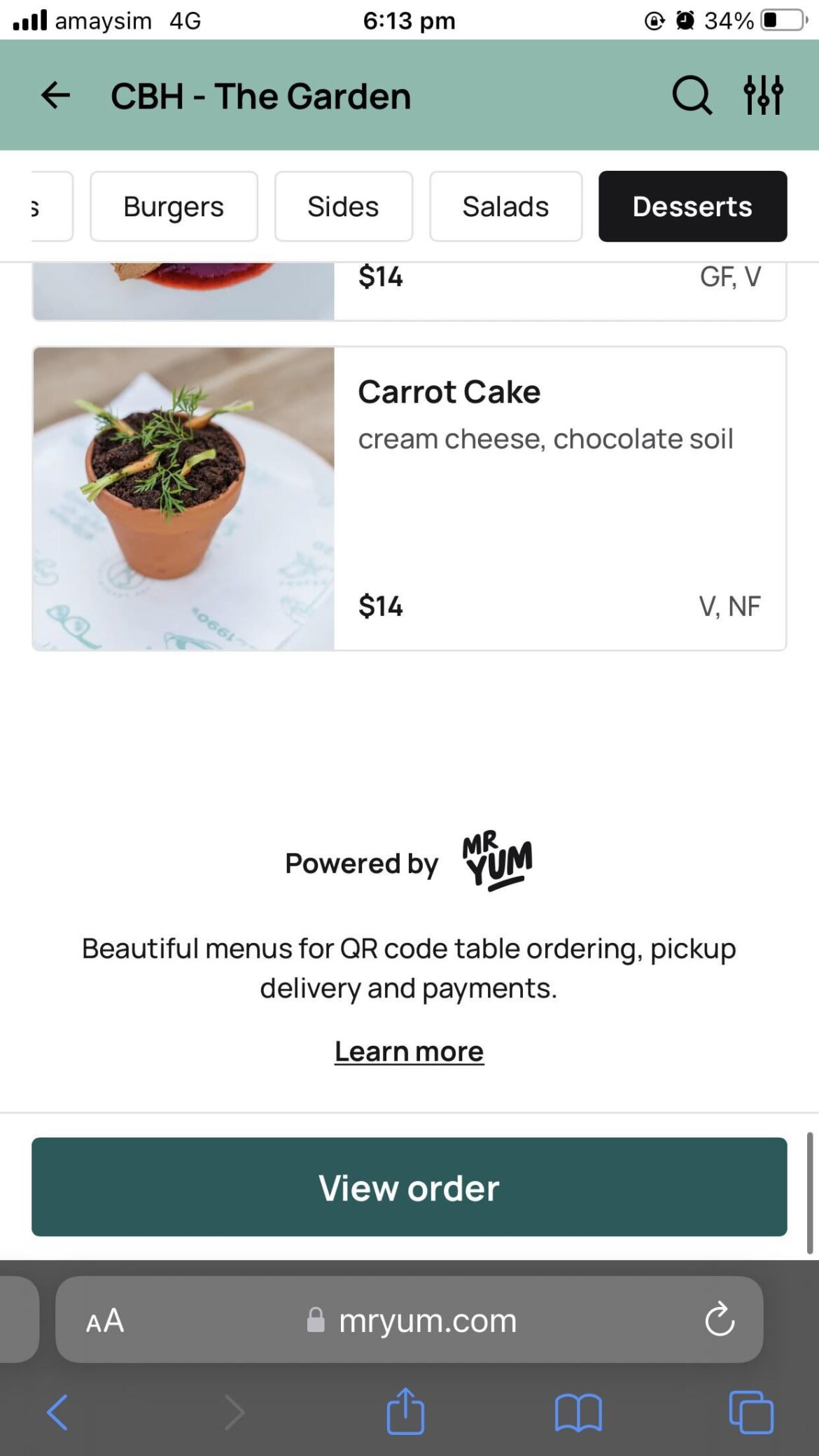Carrot cake with chocolate soil…