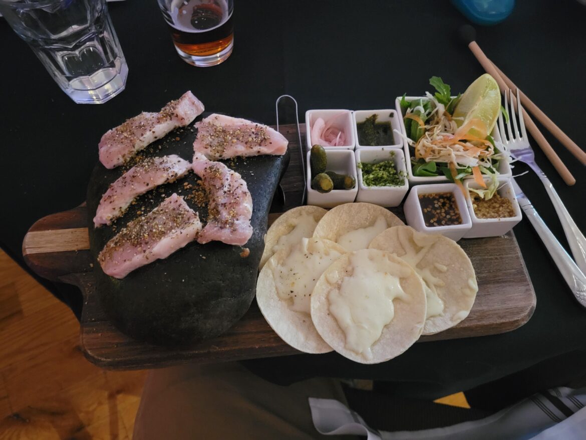 This was "pork loin tacos" at a new local spot.