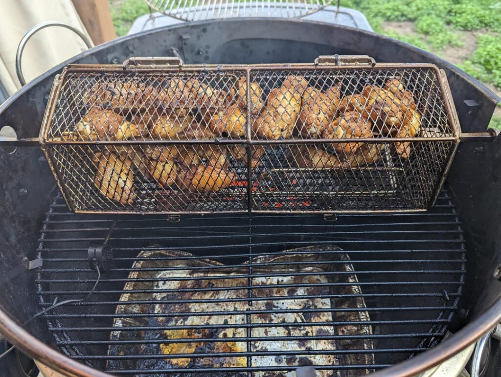 Rotisserie Wings on the Weber Kettle!