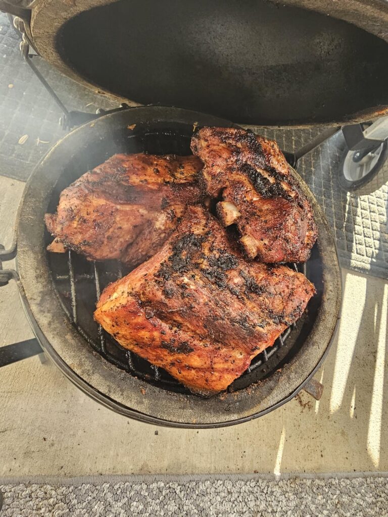 Cooked a rack of ribs over direct heat on the mini