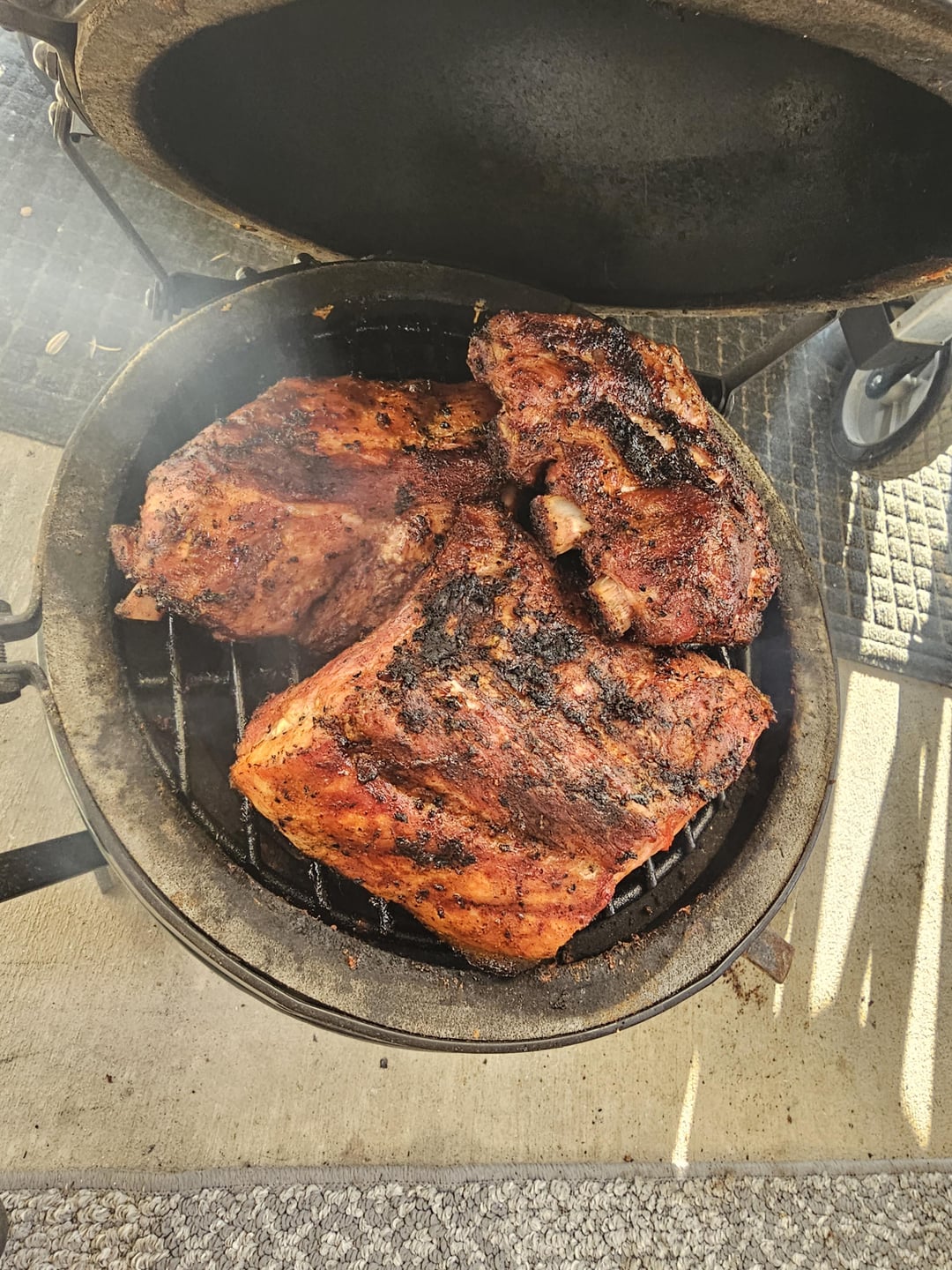 Cooked a rack of ribs over direct heat on the mini Dining and Cooking