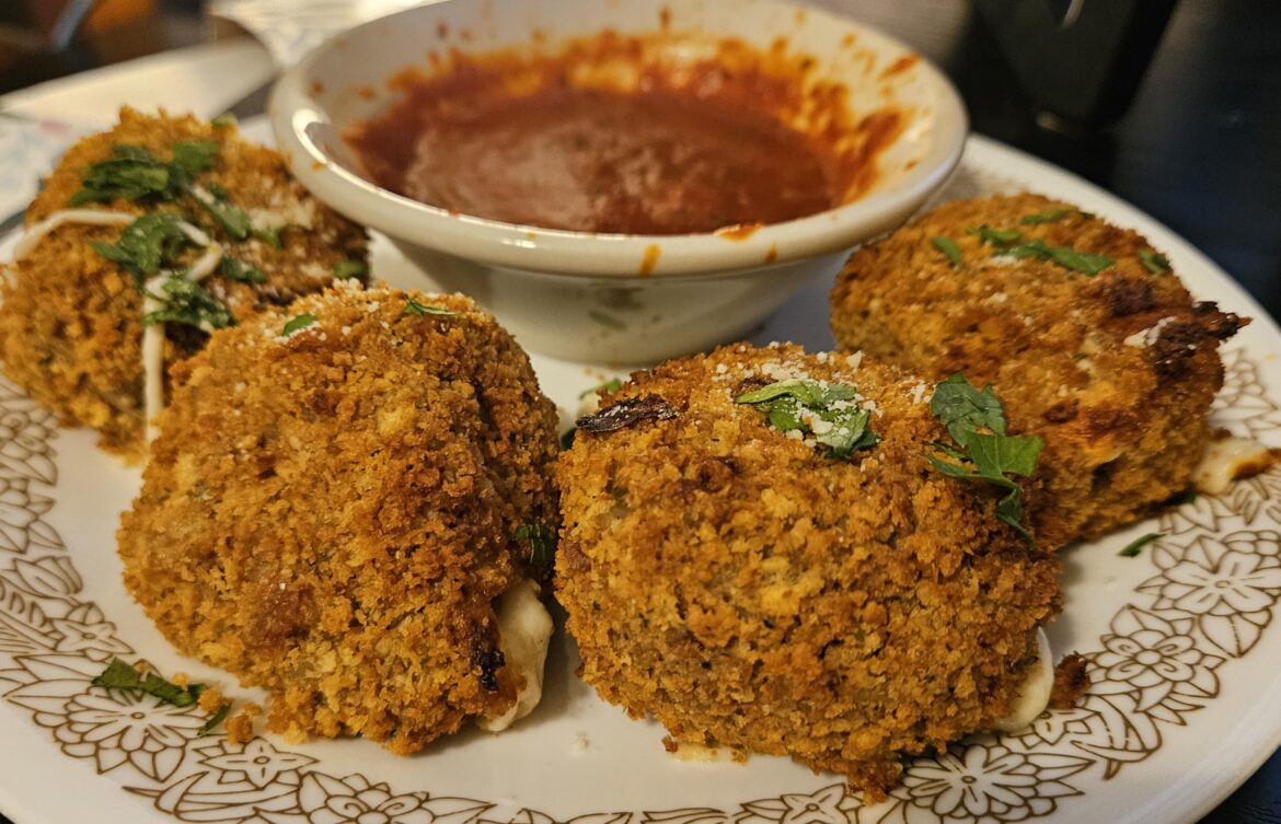 Melty Mozzarella–Stuffed Arancini Board With Marinara and Garlic Aioli