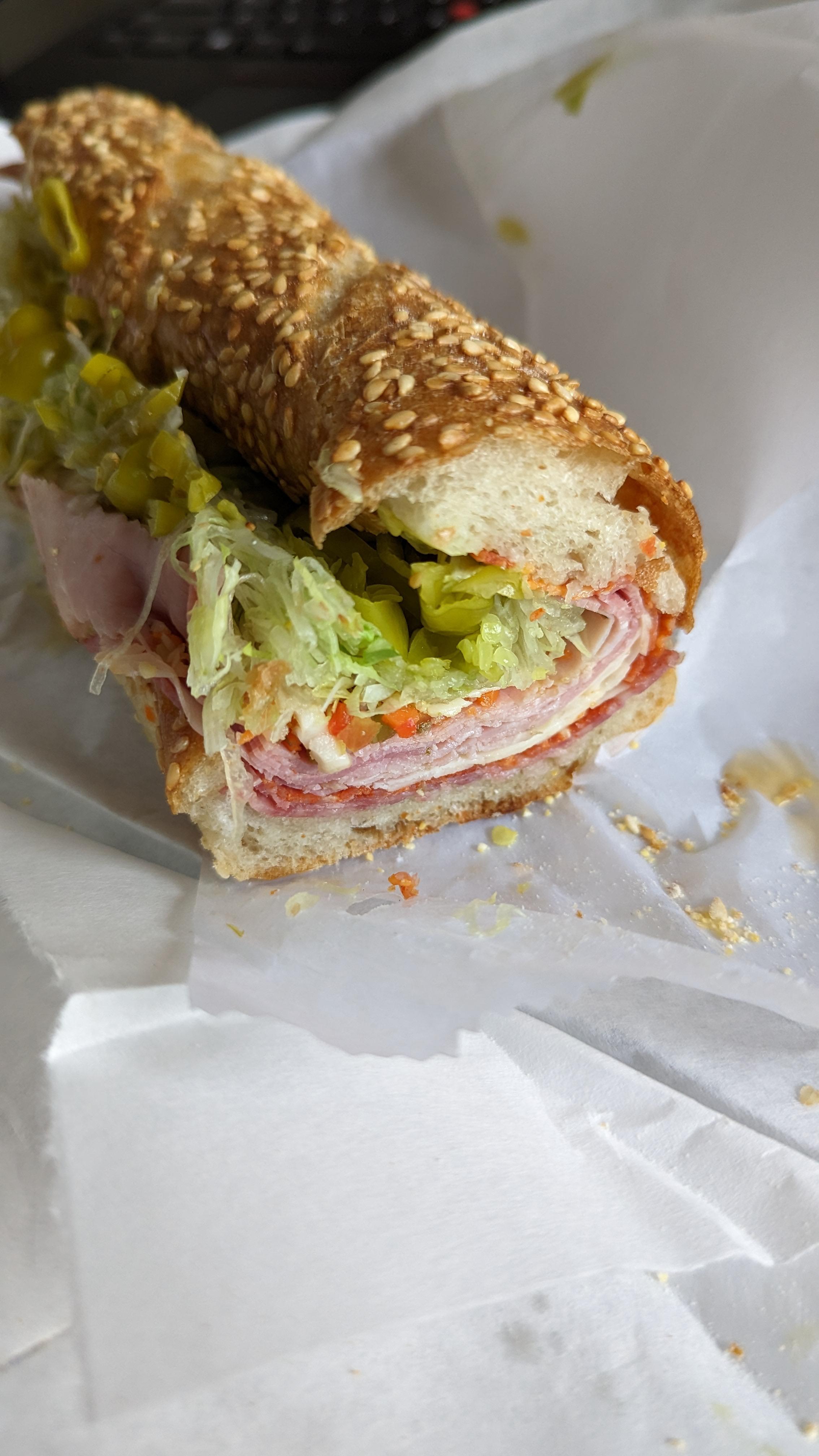 Italiano on house baked bread Hot soppressata, genoa salami