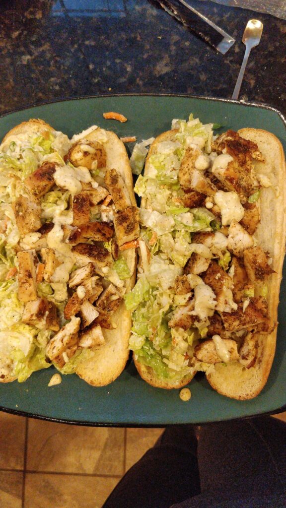 Made some chicken cesar salad sandwiches from scratch, and they were amazing!
