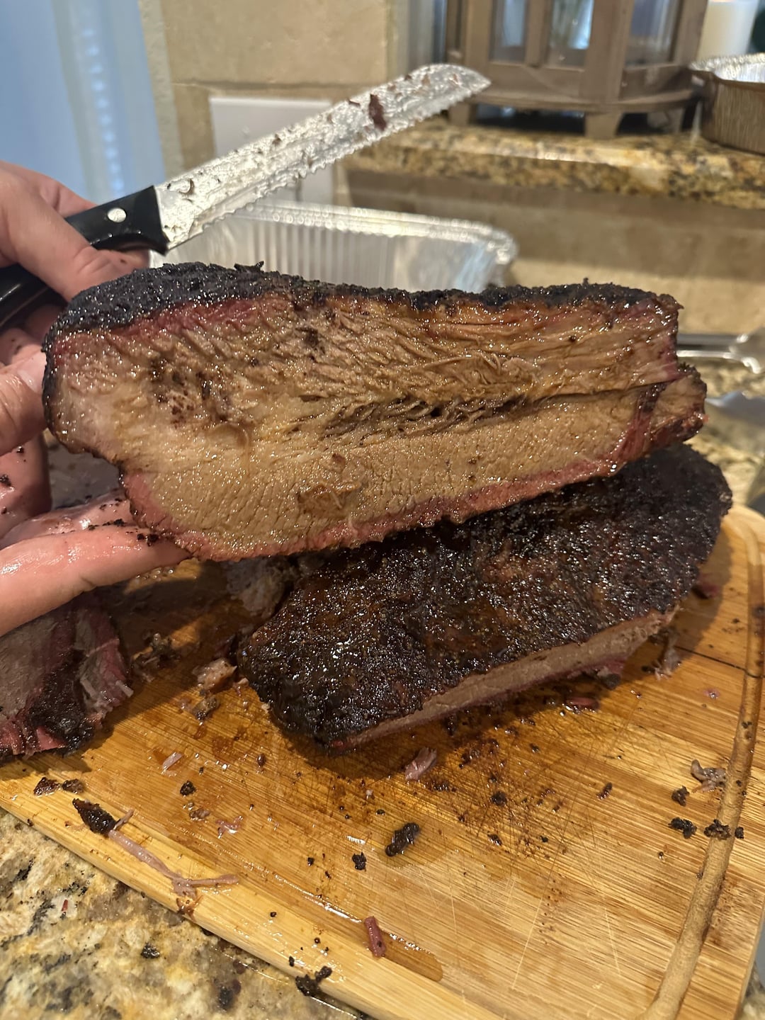 Second Traeger Brisket Dining and Cooking