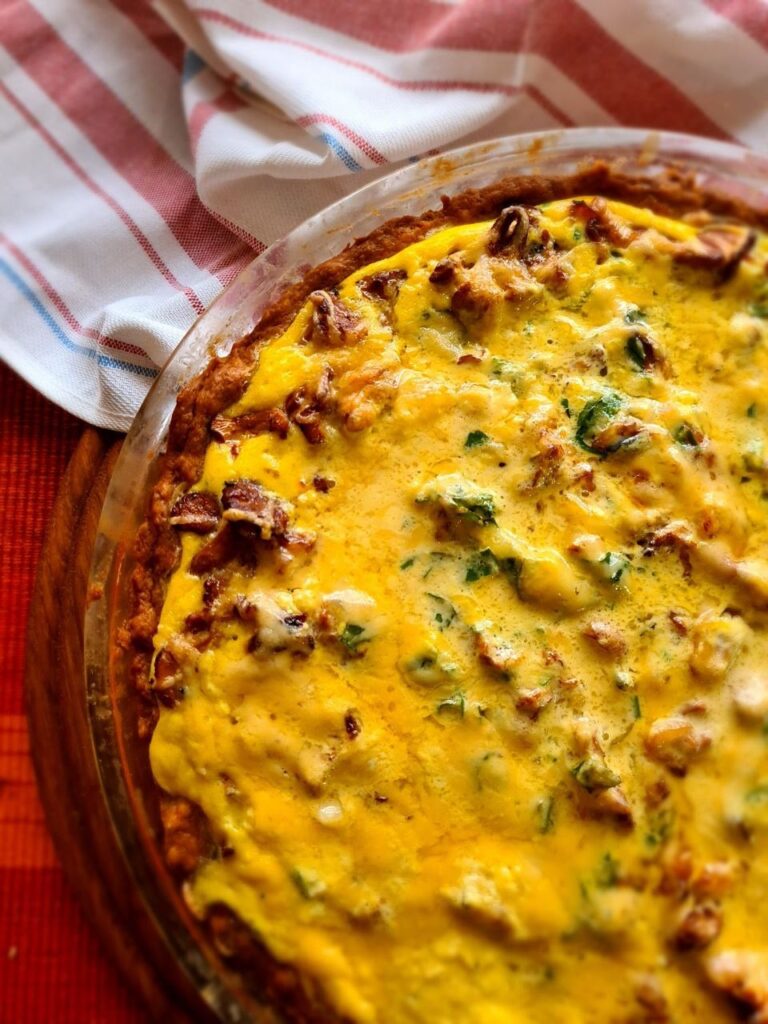 Chanterelle mushrooms, onion and sour cream tart