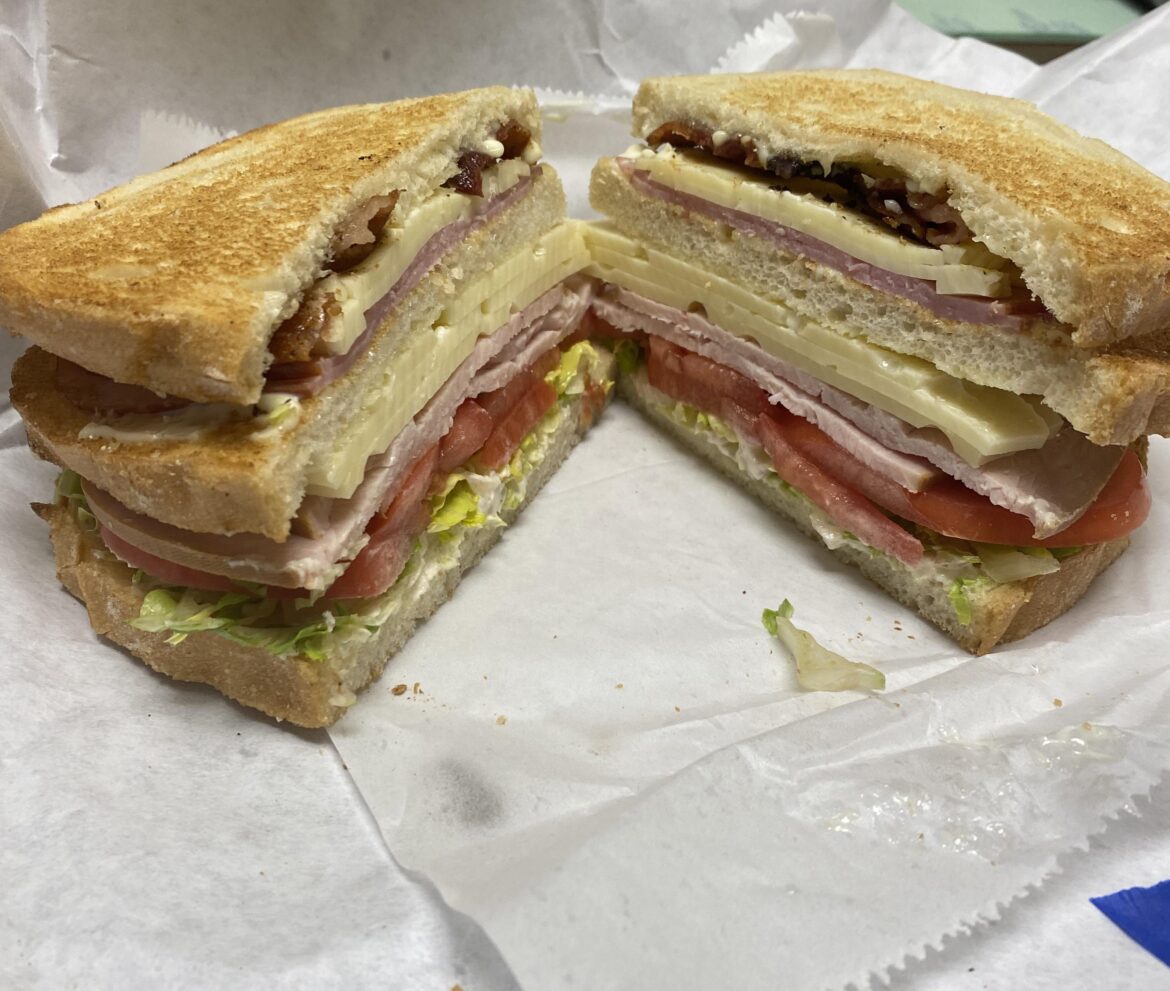 Huge sandwich! The Far west club at bidermans Deli