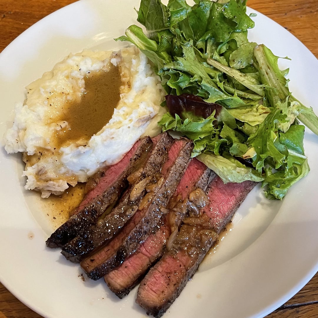 [homemade] London Broil with mashed potatoes and spring greens Dining