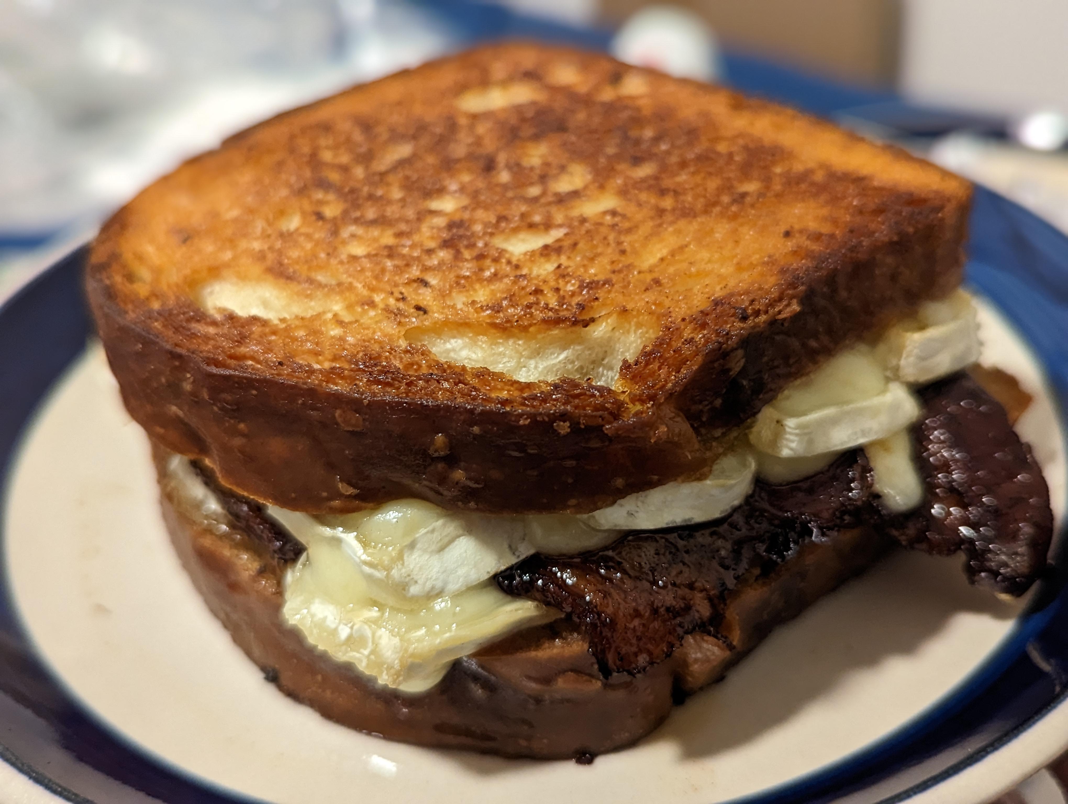 Brie, bacon, and fig butter sandwich Dining and Cooking