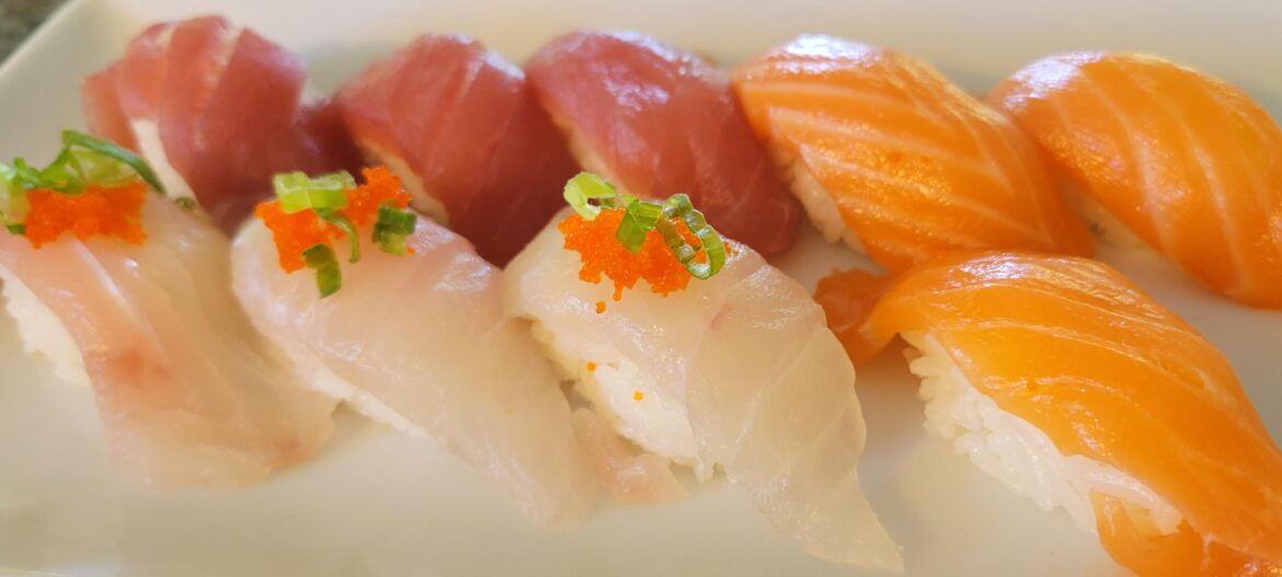 Nigiri trio: tuna, salmon, red snapper