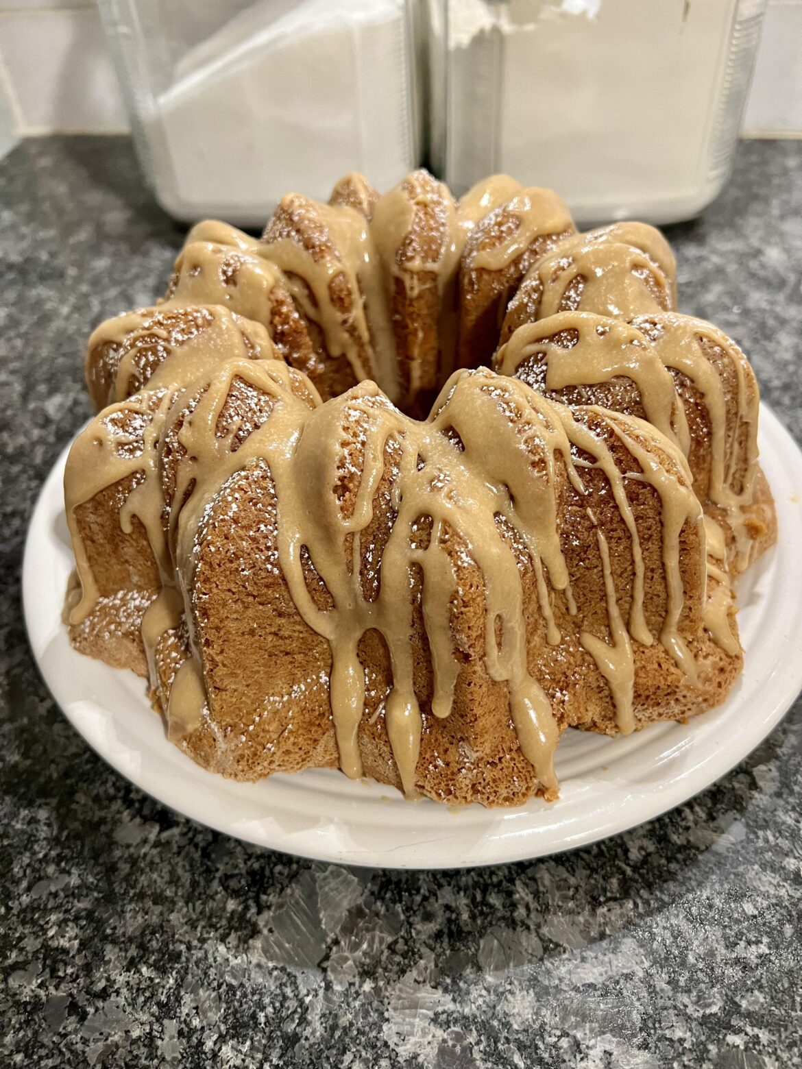 My first unbroken/not stuck fancy Bundt cake!